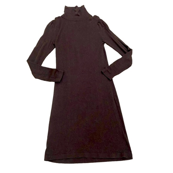 Peruvian Connection 100% pima cotton brown turtleneck body con dress size small - Picture 2 of 9